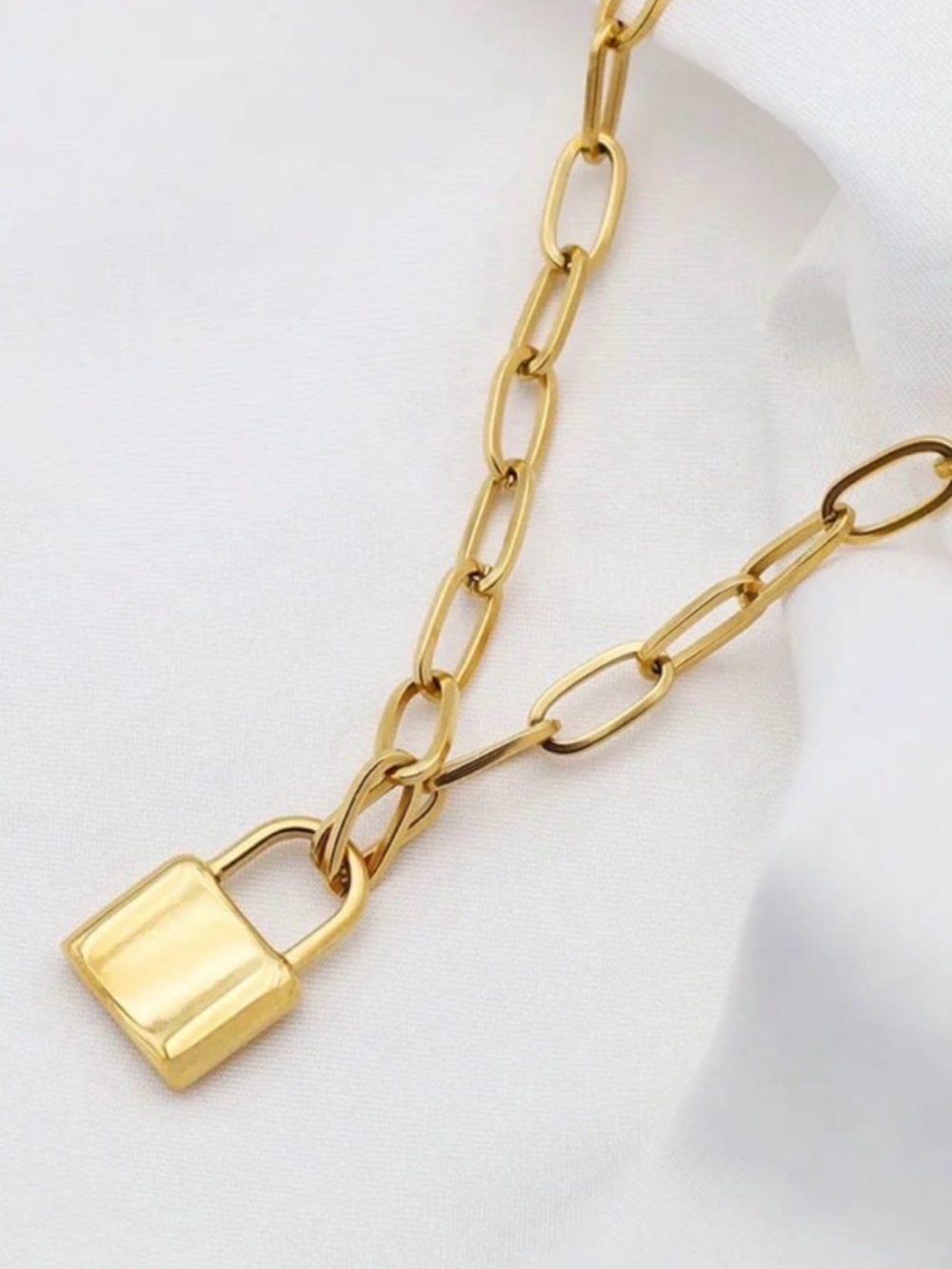 Gold Padlock Chain Necklace